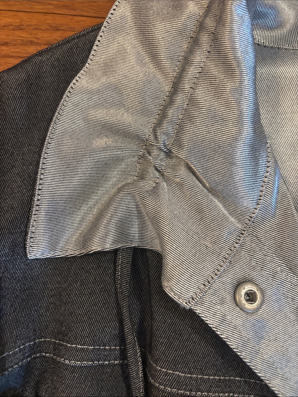 Ruby Rd. Black Denim Drawstring Jacket with Silver Lining - Picture 3 of 7